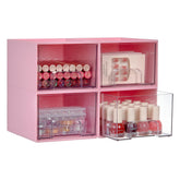 Vtopmart front view of pink four-drawer pack shows organized cosmetics easily