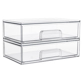 Vtopmart front view showing two clear stackable drawers and neat storage benefit