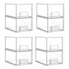Vtopmart front view of clear stackable drawers showing tidy organization benefit