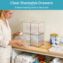 Vtopmart side profile of stacked drawers demonstrating vertical space optimization benefit