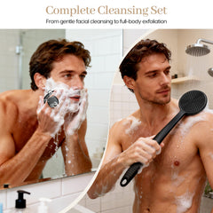 VWMYQ long-handle silicone back scrubber displayed full length for reach benefit