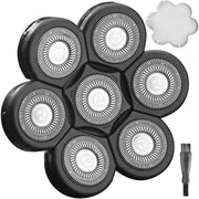 WAHFOX front view of seven 7D replacement heads showing packaging and included tools for easy refresh