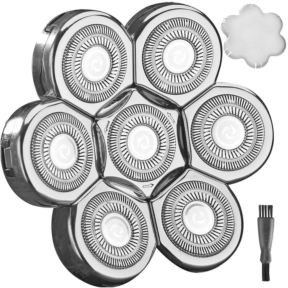 WAHFOX front packaging showing 7-blade replacement heads and included accessories for convenience
