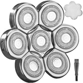 WAHFOX front packaging showing 7-blade replacement heads and included accessories for convenience