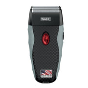Wahl shaver front view showing dual foils and controls for comfortable shaving