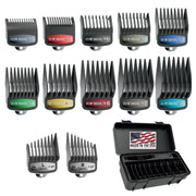 Wahl front packaging showing 12 guards and caddy, organized and ready