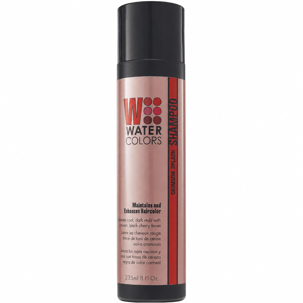 Watercolors front bottle view showing vibrant crimson shade and packaging benefit
