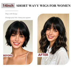 WAVE&BREEZE side profile with bangs showing soft face-framing benefit