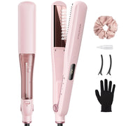 wavytalk front view showing whole steam flat iron and ergonomic handle benefits smoother styling