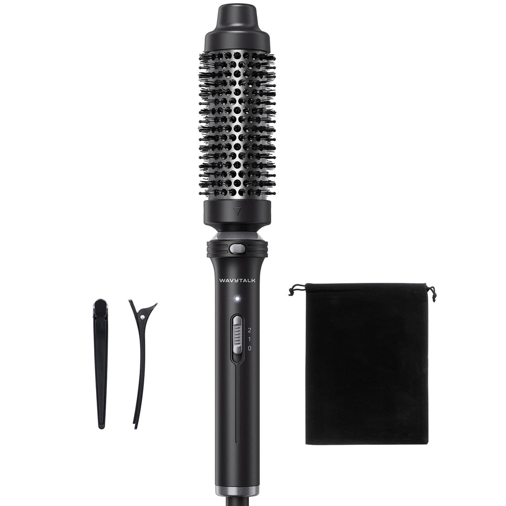 wavytalk thermal brush front view showing barrel and bristles for quick styling
