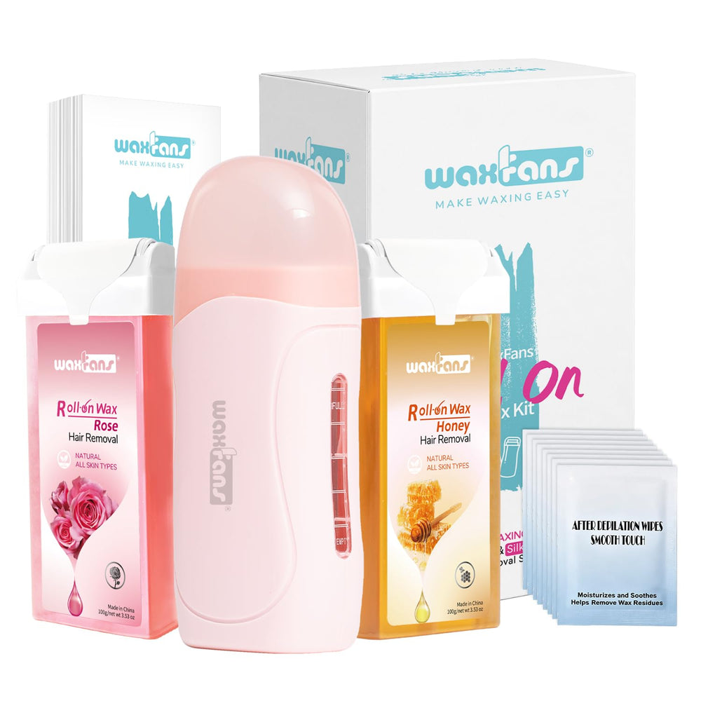 waxfans front packaging showing compact roll-on kit and components for easy travel