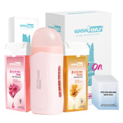 waxfans front packaging showing compact roll-on kit and components for easy travel