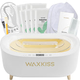waxkiss front angled unit showing sleek white-gold design and benefit of elegant home fit