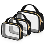 Wedama front view of three clear bags showing sizes and organized convenience