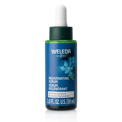 Weleda front bottle showing serum and clear branding, promotes natural firming