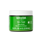 Weleda Skin Food body butter front glass jar shows elegant packaging and sustainable choice