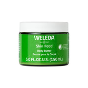 Weleda Skin Food body butter front glass jar shows elegant packaging and sustainable choice