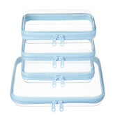 WELPIRT front view of clear zipper case set showing tidy travel storage benefit