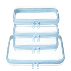 WELPIRT front view of clear zipper case set showing tidy travel storage benefit
