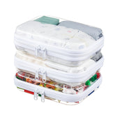 WELPIRT front view of clear hard shell pouch showing shape and visibility benefits