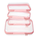 WELPIRT front view of clear zipper pouches showing stackable protection and quick access