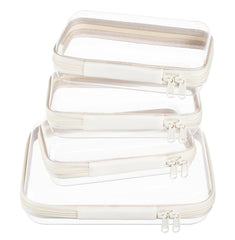 WELPIRT front view of medium and small clear pouches showing organized benefits