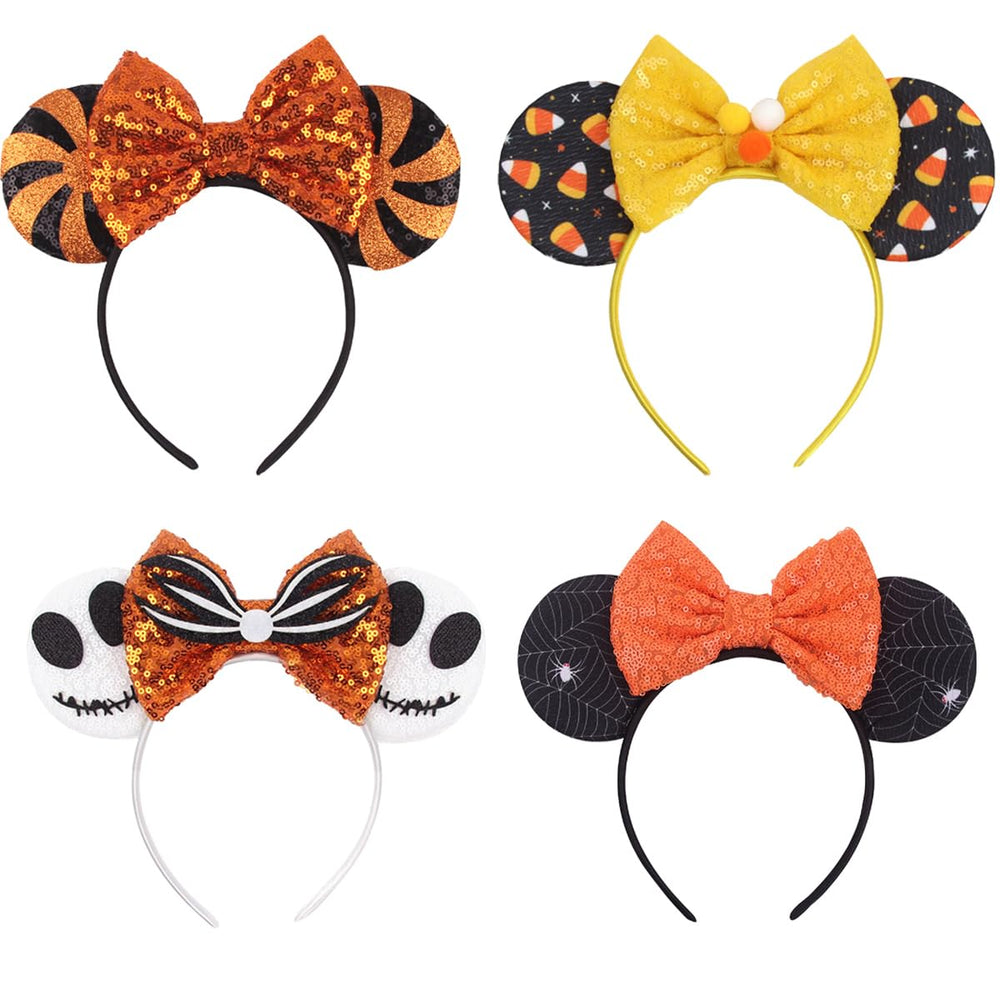 WelyHM front packaging showing four Halloween sequin headbands and colorful designs
