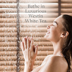 Westin bottle staged in bathroom conveying luxurious routine