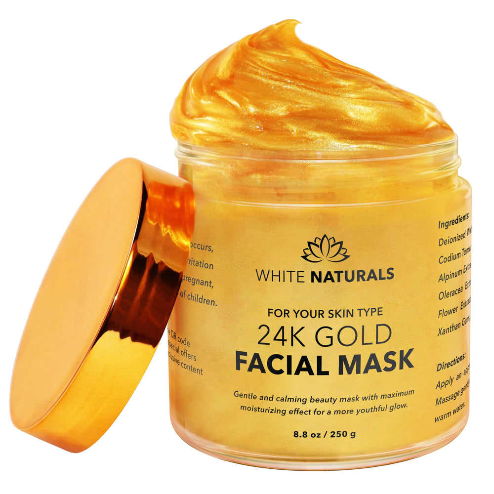 White Naturals front packaging showing 24K gold mask and luxury benefit