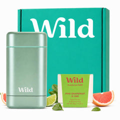 Wild aqua case front view showing sleek aluminum finish and sustainable design benefit