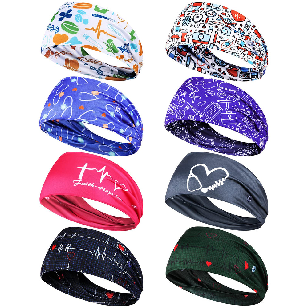 WILLBOND front view of eight patterned headbands showing variety and convenience