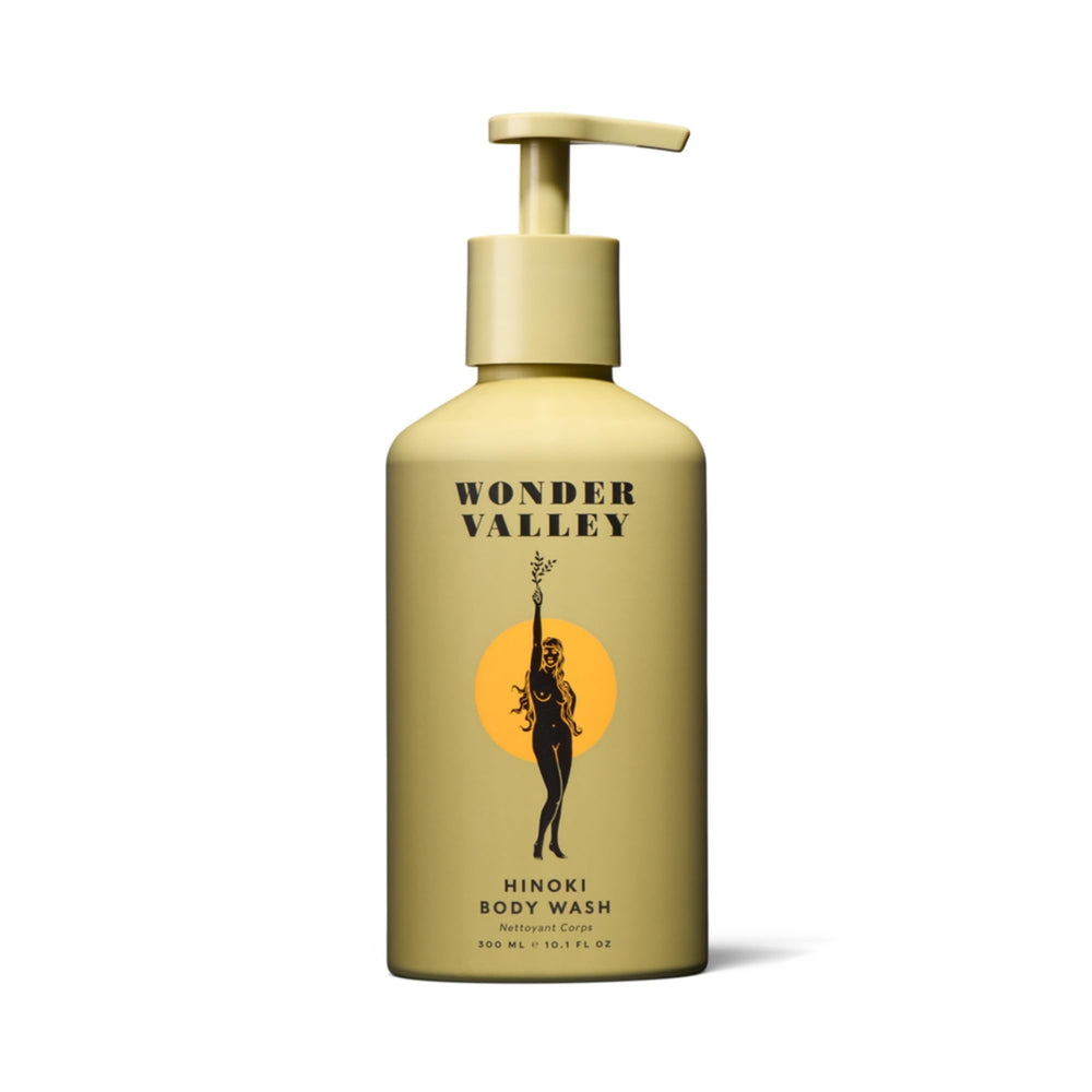 WONDER VALLEY front bottle showing product name and size, highlights gentle formulation