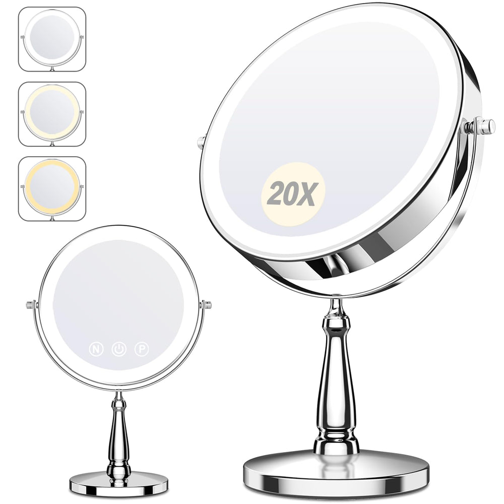 WOOCICA front view of 9-inch dual-sided mirror showing clear reflection and stable base