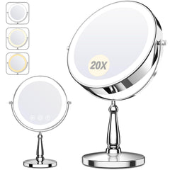 WOOCICA front view of 9-inch dual-sided mirror showing clear reflection and stable base
