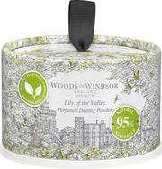 Woods of Windsor front packaging showing Lily of the Valley elegance and instant freshness