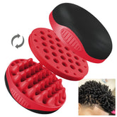 WTTORDE front view of red silicone curly brush showing compact design and benefit of portability