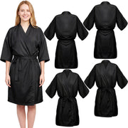 WUWEOT front view of four black gowns showing full coverage and professional look