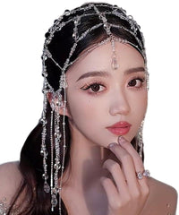 Xerling front view showing entire headpiece and silver finish for elegant styling