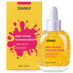 XIANUI front packaging showing bottle and box, highlights radiance benefit