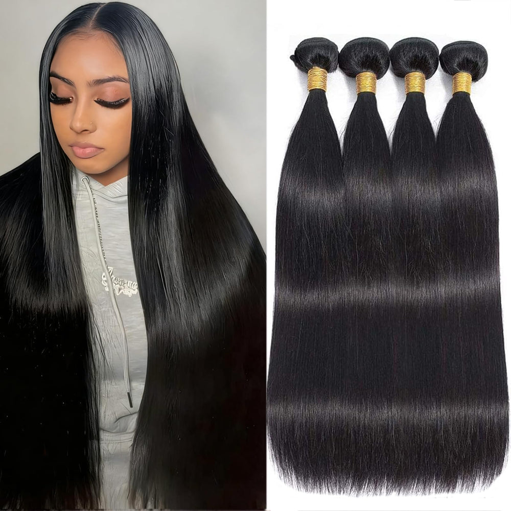 XIANYUN front view of straight human hair bundles showing neat packaging and benefit of ready-to-use