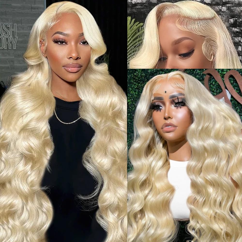 XIAPAY front view of wig packaging showing full blonde style and ready-to-wear benefit