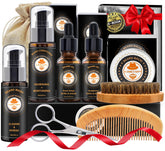 XIKEZAN front packaging showing full 10-piece beard grooming kit benefits