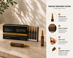 XIVITAE open ampoule applied to scalp, targeted delivery benefit