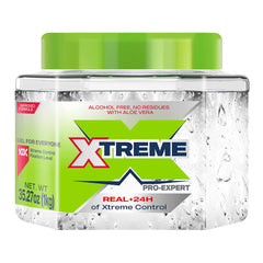 Xtreme jar front showing clear gel and volume benefit