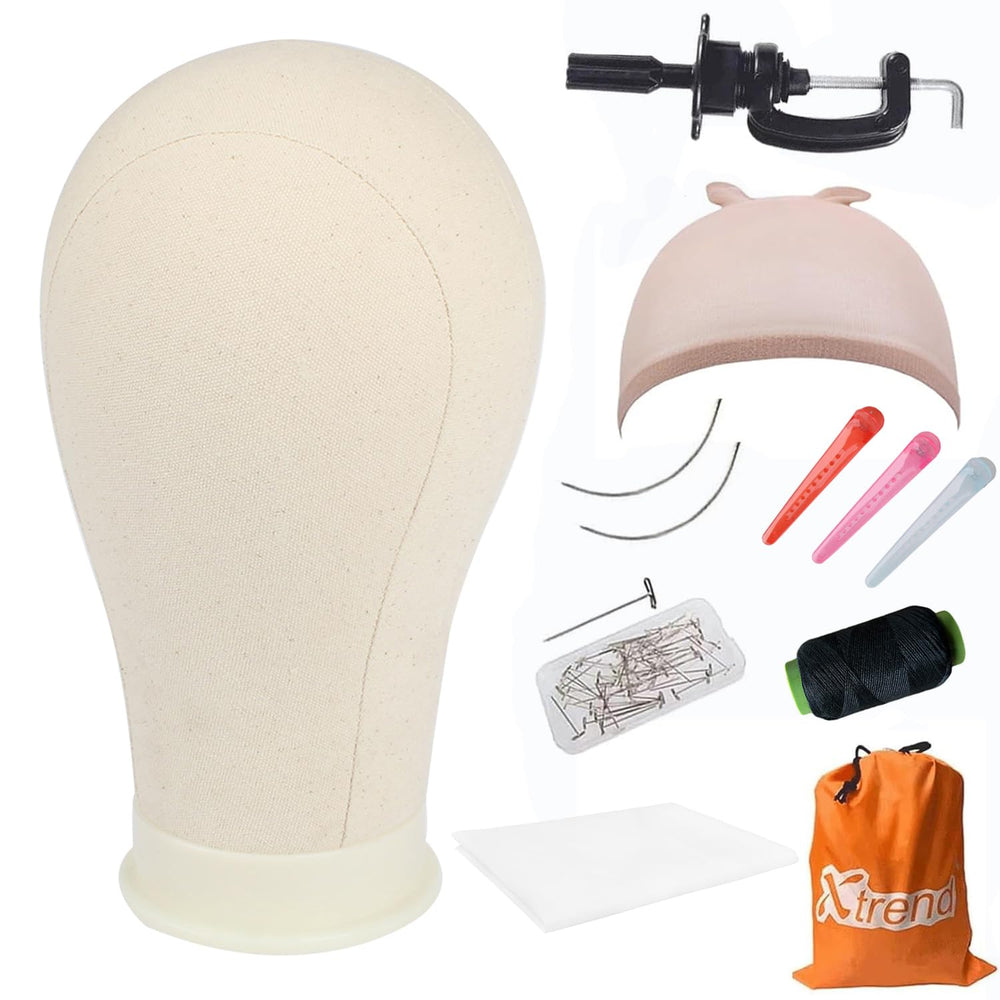 XTREND front view canvas mannequin head showing neutral display benefit