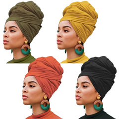 XTREND front view of four turbans showing color variety and easy outfit matching
