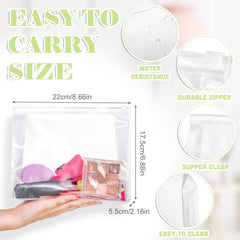 Xuniea pouch filled with travel toiletries showing quick visibility and access