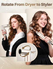XVCAS automatic curling barrels (left and right) creating wrapped curls with ease
