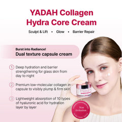 YADAH collagen capsule texture close-up showing capsules that deliver concentrated hydration