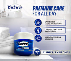 Yahve Yodoraa being applied underarm for quick-dry odor control